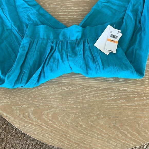Becca Women's Gauzy Smocked Waist Pants, Swim coverup, Turquoise , Small, NWT - Picture 5 of 13